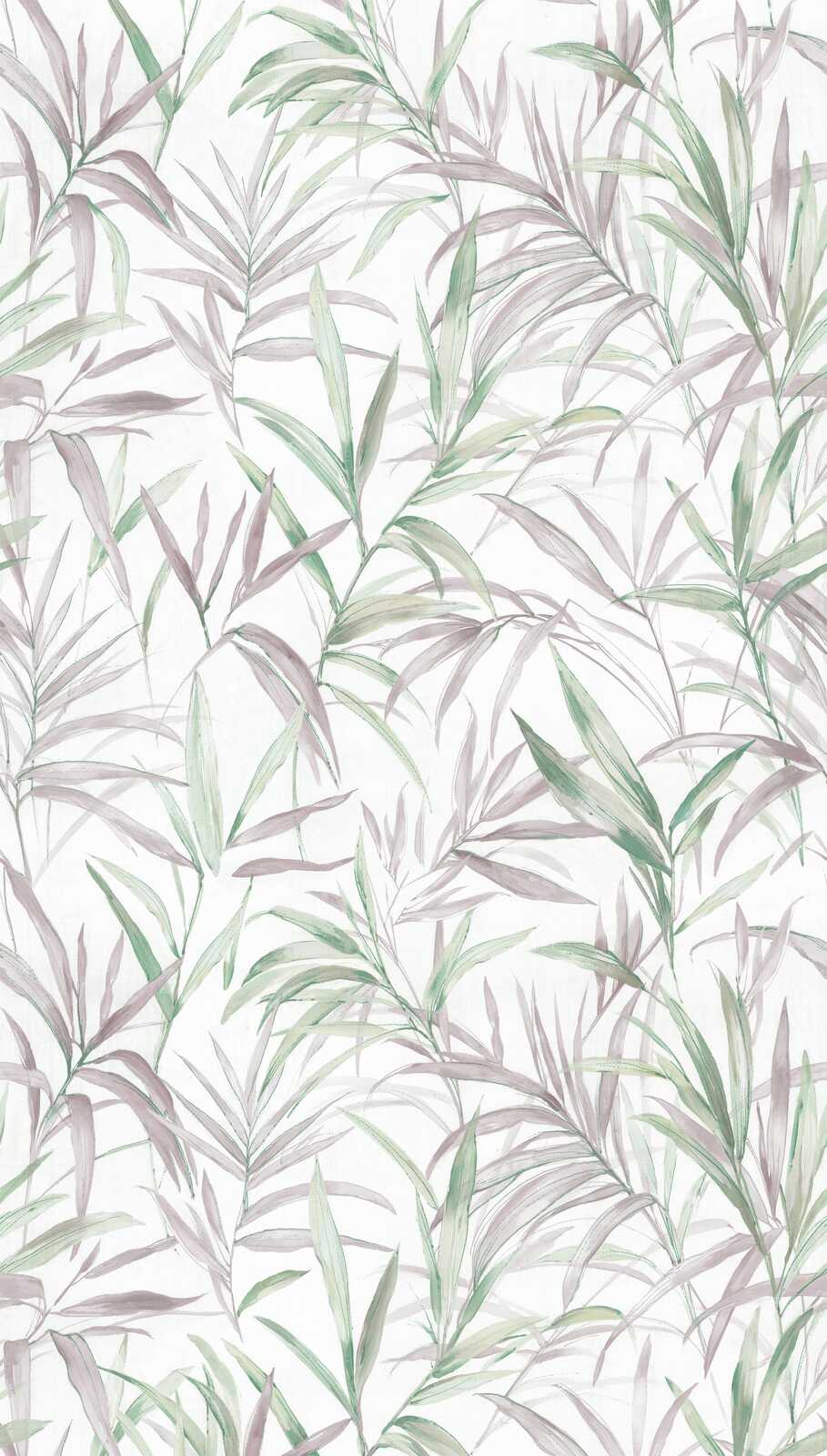 Koristetapetti, jossa on filigraanisia lehtien pyörteitä herkissä väreissä - 3011634