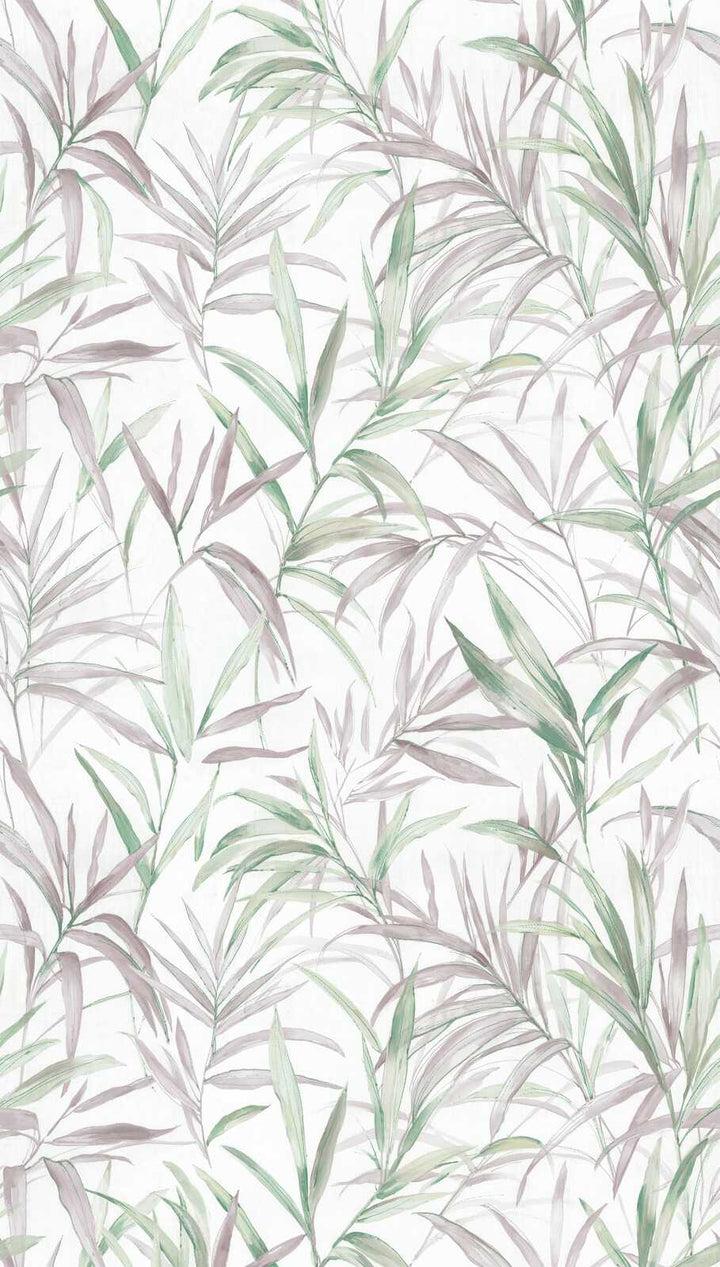 Koristetapetti, jossa on filigraanisia lehtien pyörteitä herkissä väreissä - 3011634