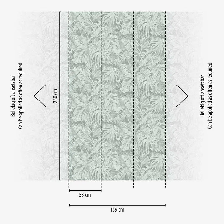 Декоративные обои с зелеными пальмовыми листьями | зеленый - 3011640