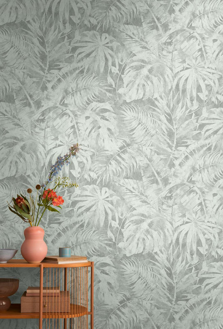 Декоративные обои с зелеными пальмовыми листьями | зеленый - 3011640