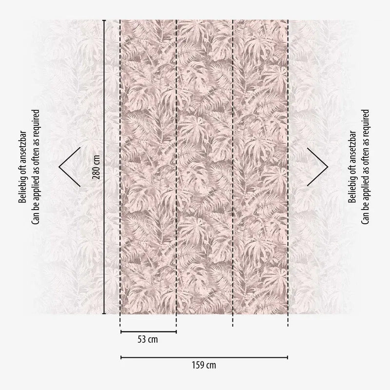 Koristeellinen tapetti palmunlehdillä vaaleanpunaisella - 3011641