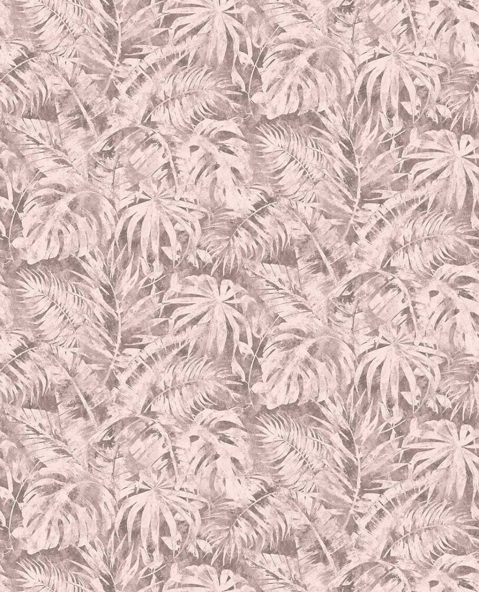 Koristeellinen tapetti palmunlehdillä vaaleanpunaisella - 3011641