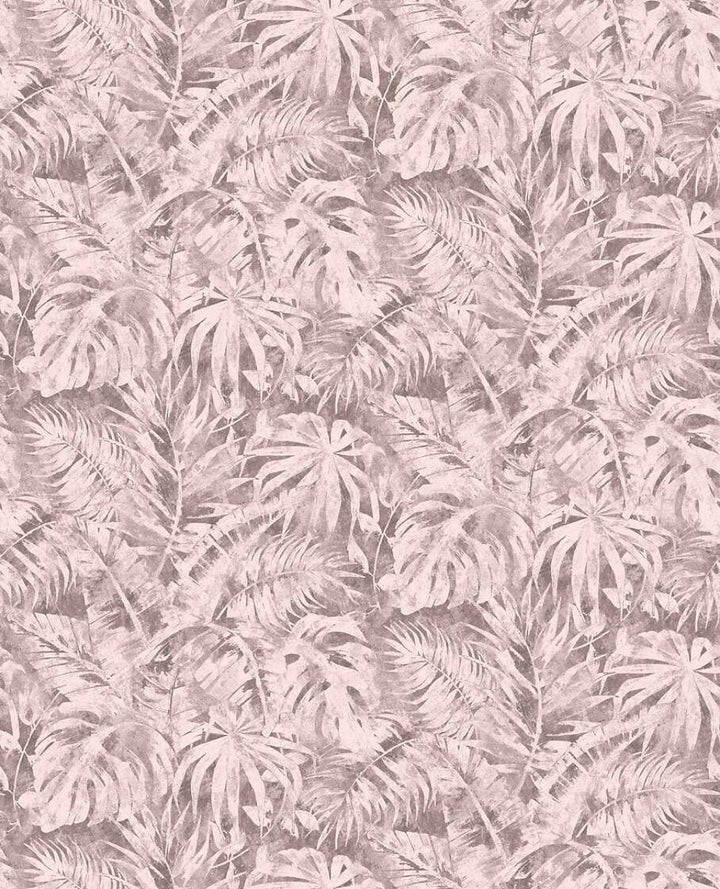 Koristeellinen tapetti palmunlehdillä vaaleanpunaisella - 3011641