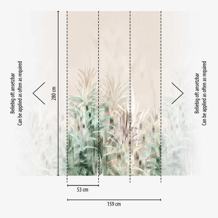 Dekoratyviniai tapetai su palmių lapais stipriai violetinės spalvos - 3011642