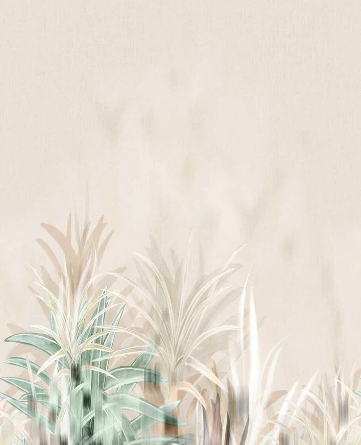 Dekoratyviniai tapetai su palmių lapais stipriai violetinės spalvos - 3011642