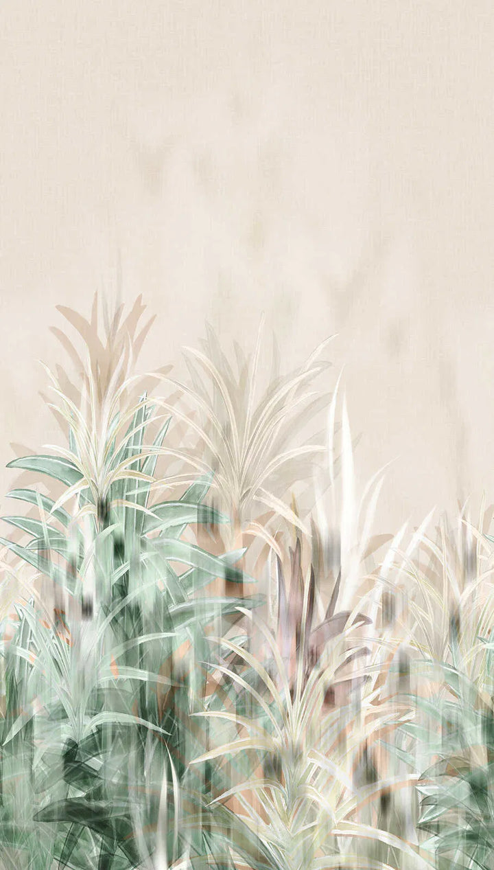 Dekoratyviniai tapetai su palmių lapais stipriai violetinės spalvos - 3011642