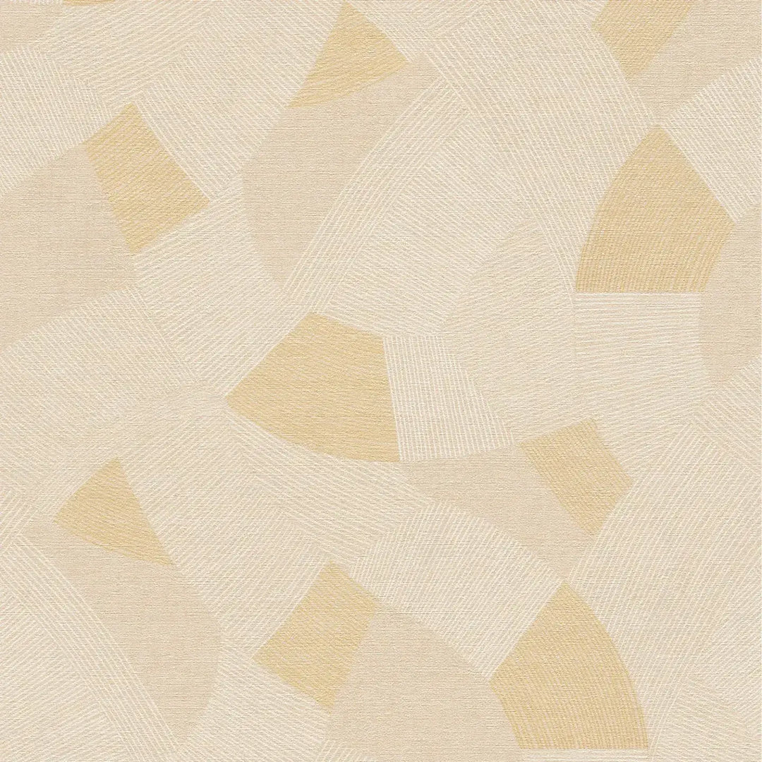 Обои с геометрическими элементами и текстурным узором из линий, слегка блестящие | бежевые - 3012061