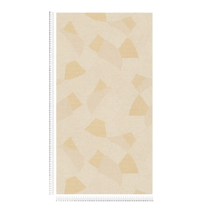 Обои с геометрическими элементами и текстурным узором из линий, слегка блестящие | бежевые - 3012061