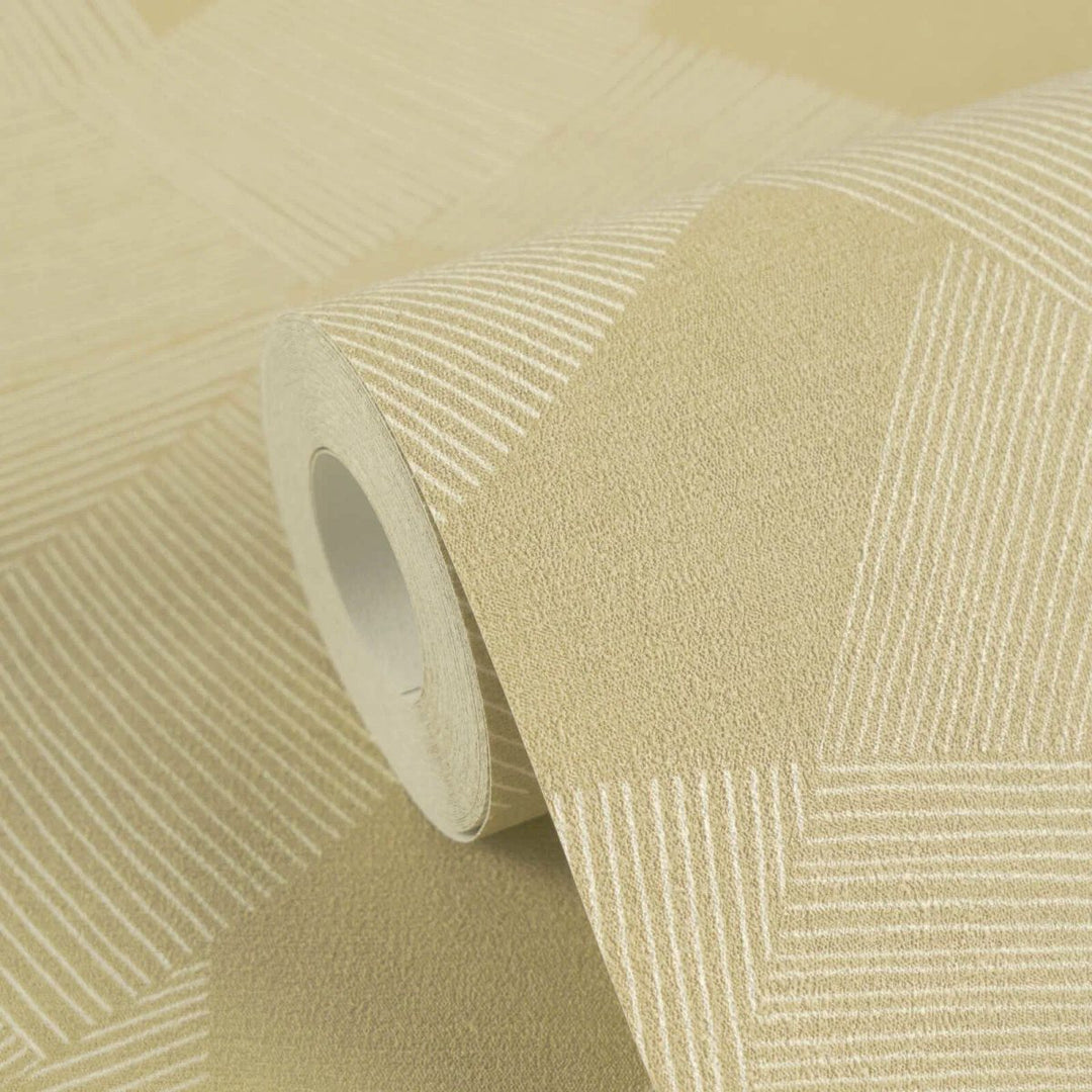 Abstraktne tapeet peenete joontega, kergelt läikiv | kollakaspruun - 3012064