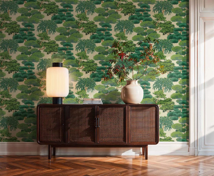 Tapetes ar botānisko džungļu dizainu | zaļā krāsā - 3012073