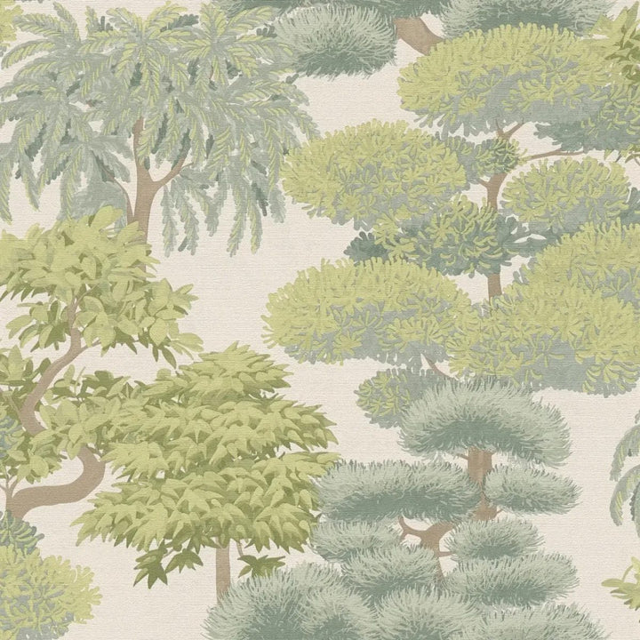Troopilise stiiliga tapeet tiheda lehemustriga, kergelt läikiv | heleroheline - 3012075