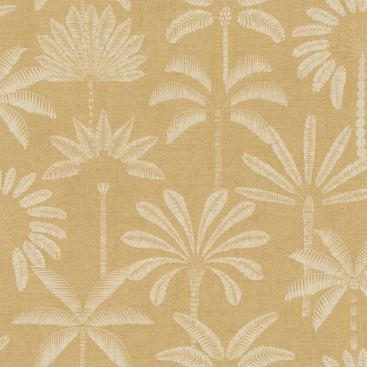 Taustapilt loodusmotiiviga ja elegantse, kergelt läikiva palmireljeefiga | beež - 3012122