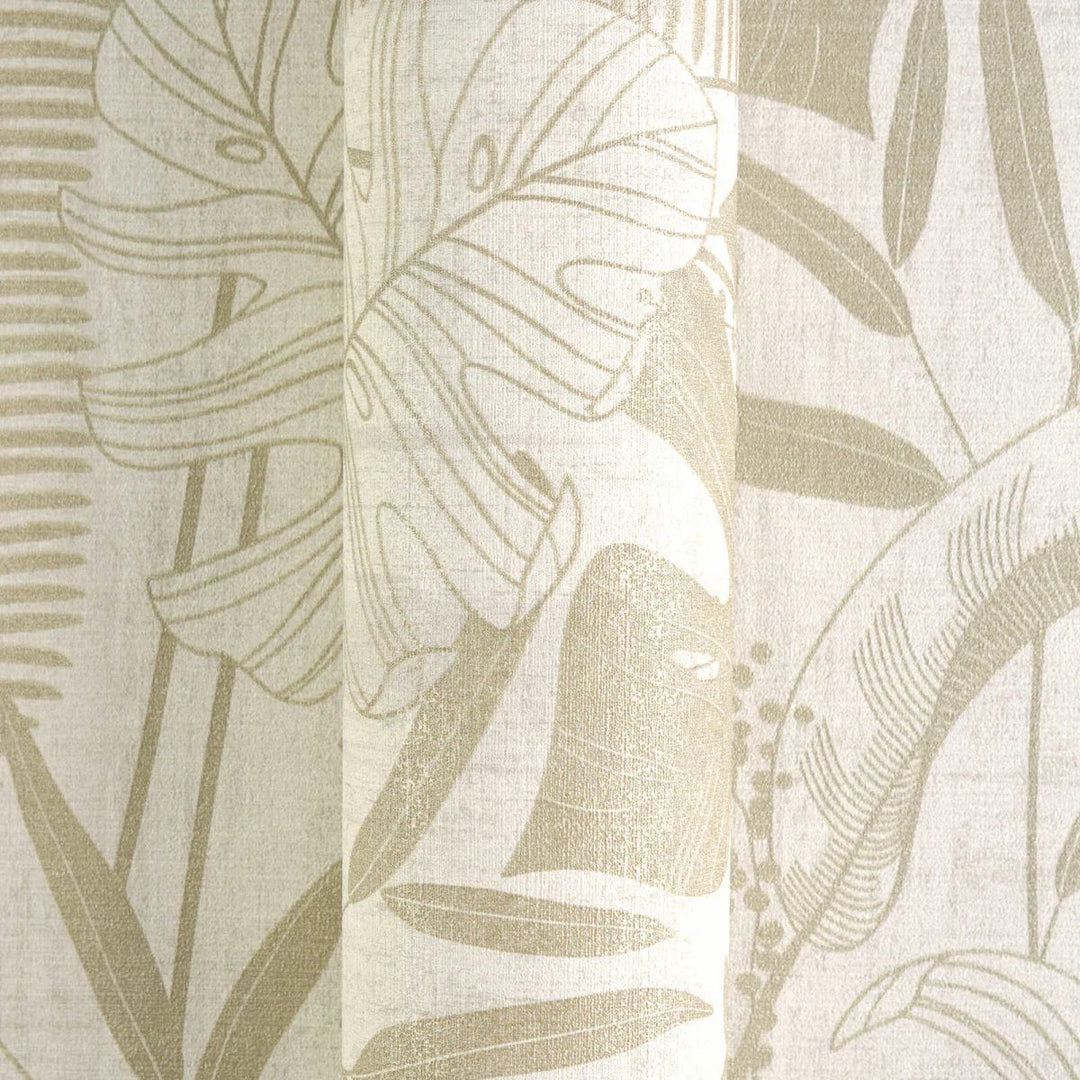 Tapetes botāniskā stilā ar viegli teksturētu lapu ornamentu | bēša - 3012131