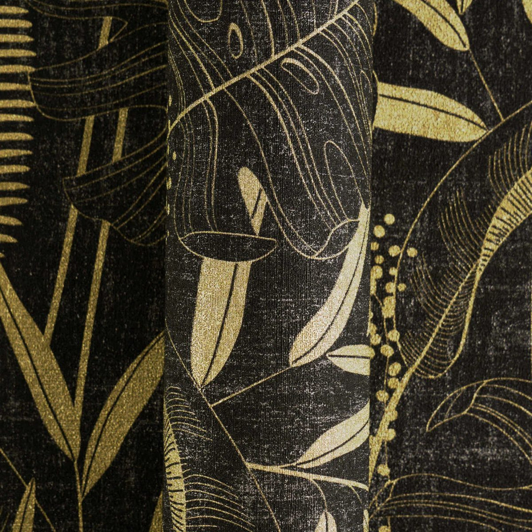 Wallpaper with beautifully depicted leaves | black, gold - 3012133