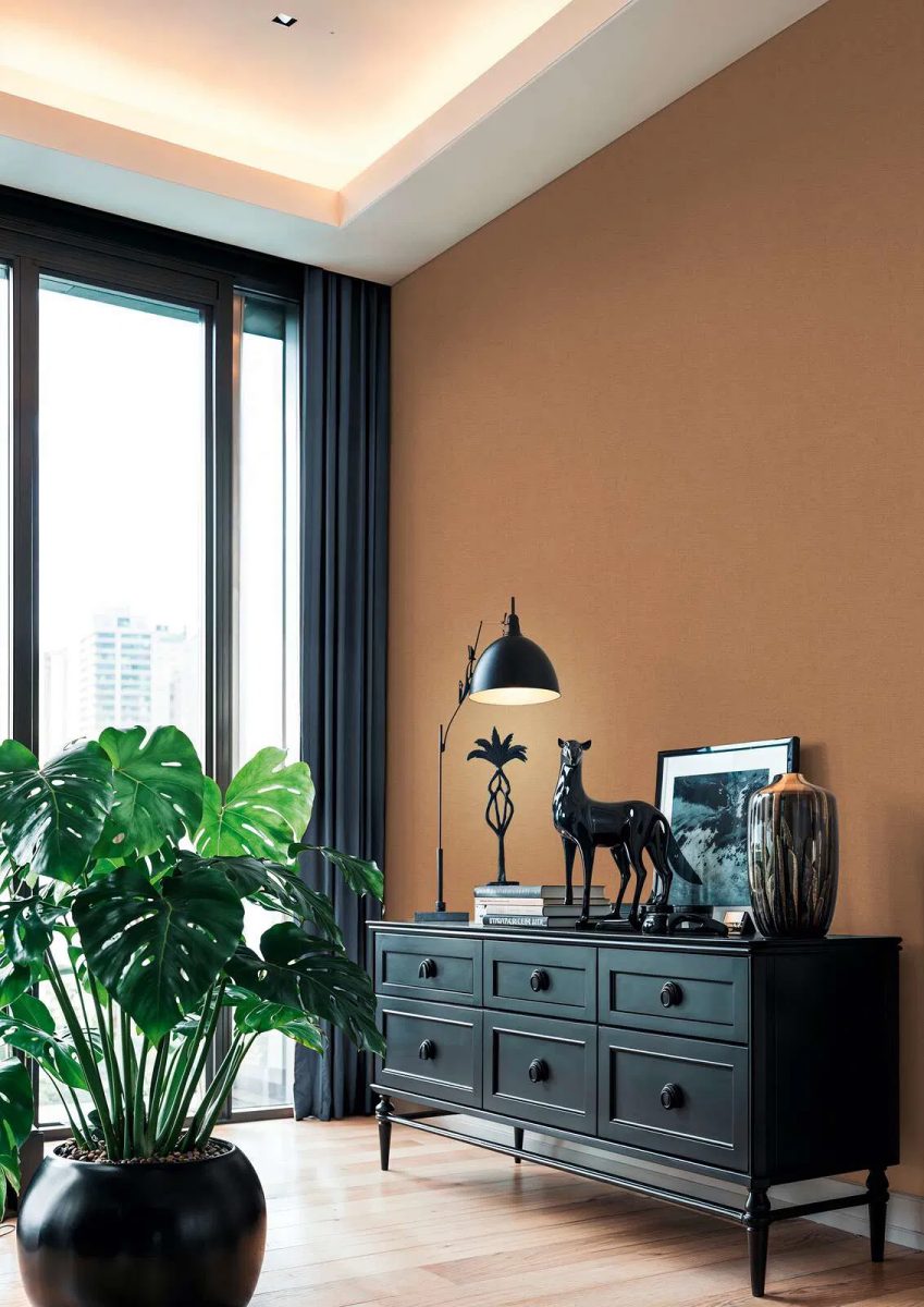 Однотонные обои с тонкой текстурой и матовой поверхностью | коричневый - 3012153