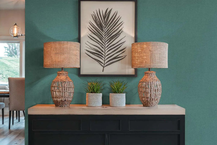 Vienkrāsainas neaustas tapetes ar vieglu tekstūru un elegantu spīdumu | zaļā - 3012155