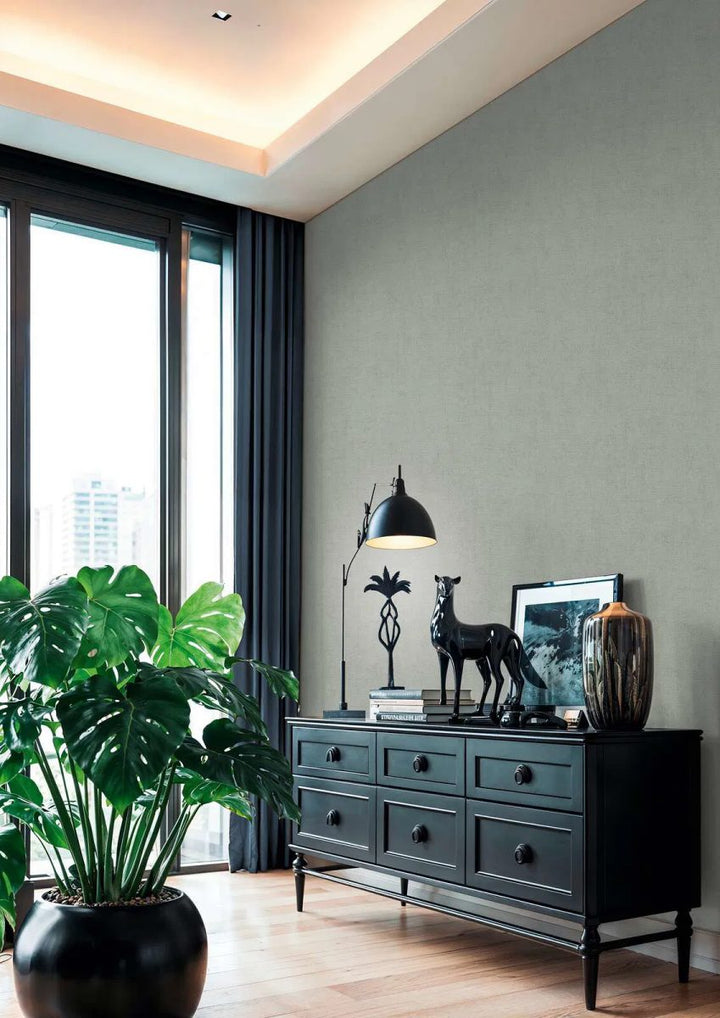 Plain non-woven wallpaper with a light texture and elegant sheen | gray - 3012156