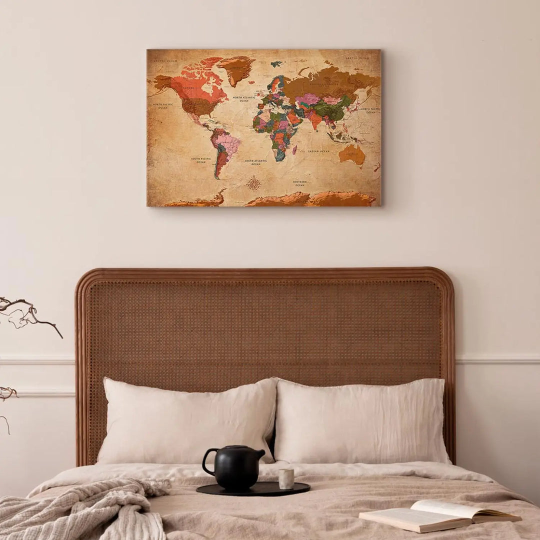 Canvas-taulut Maailmankartta: ruskea eleganssi