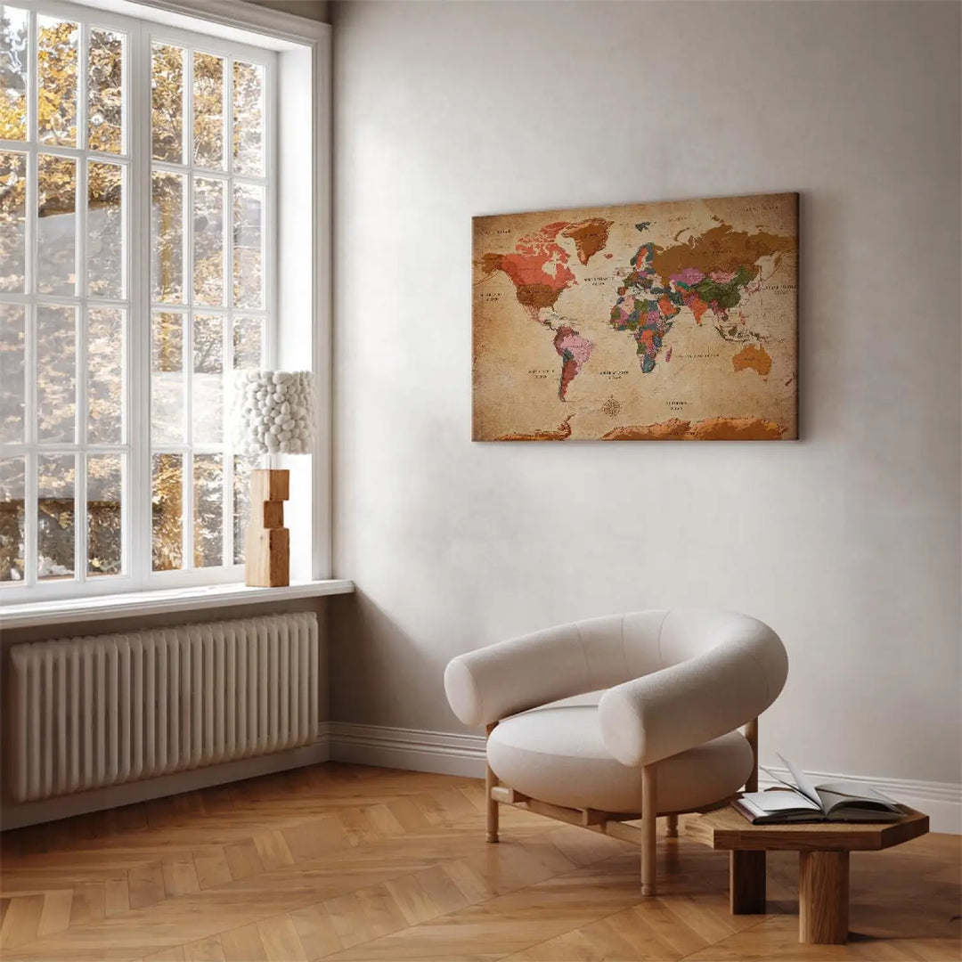 Canvas-taulut Maailmankartta: ruskea eleganssi