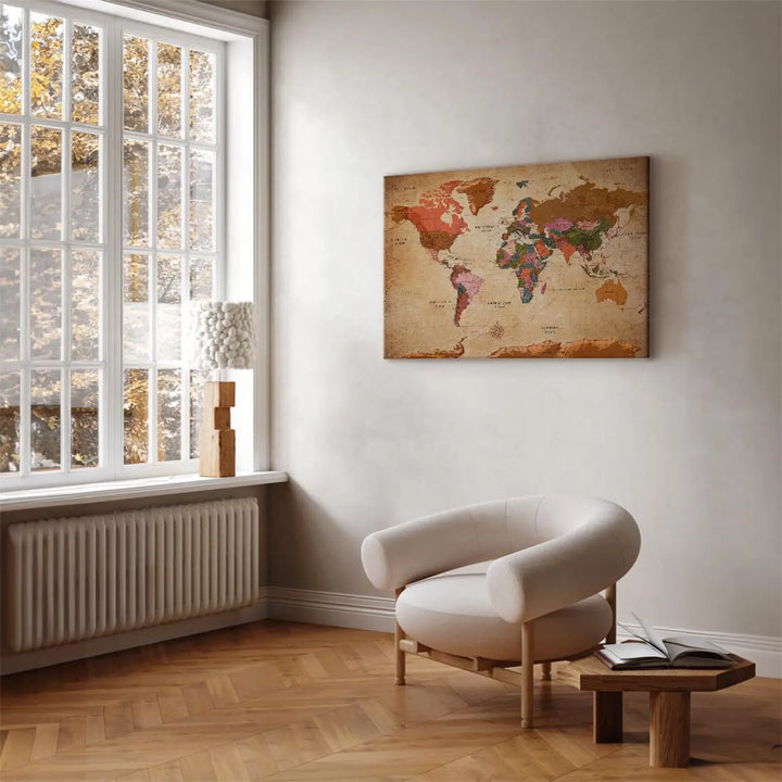 Canvas-taulut Maailmankartta: ruskea eleganssi