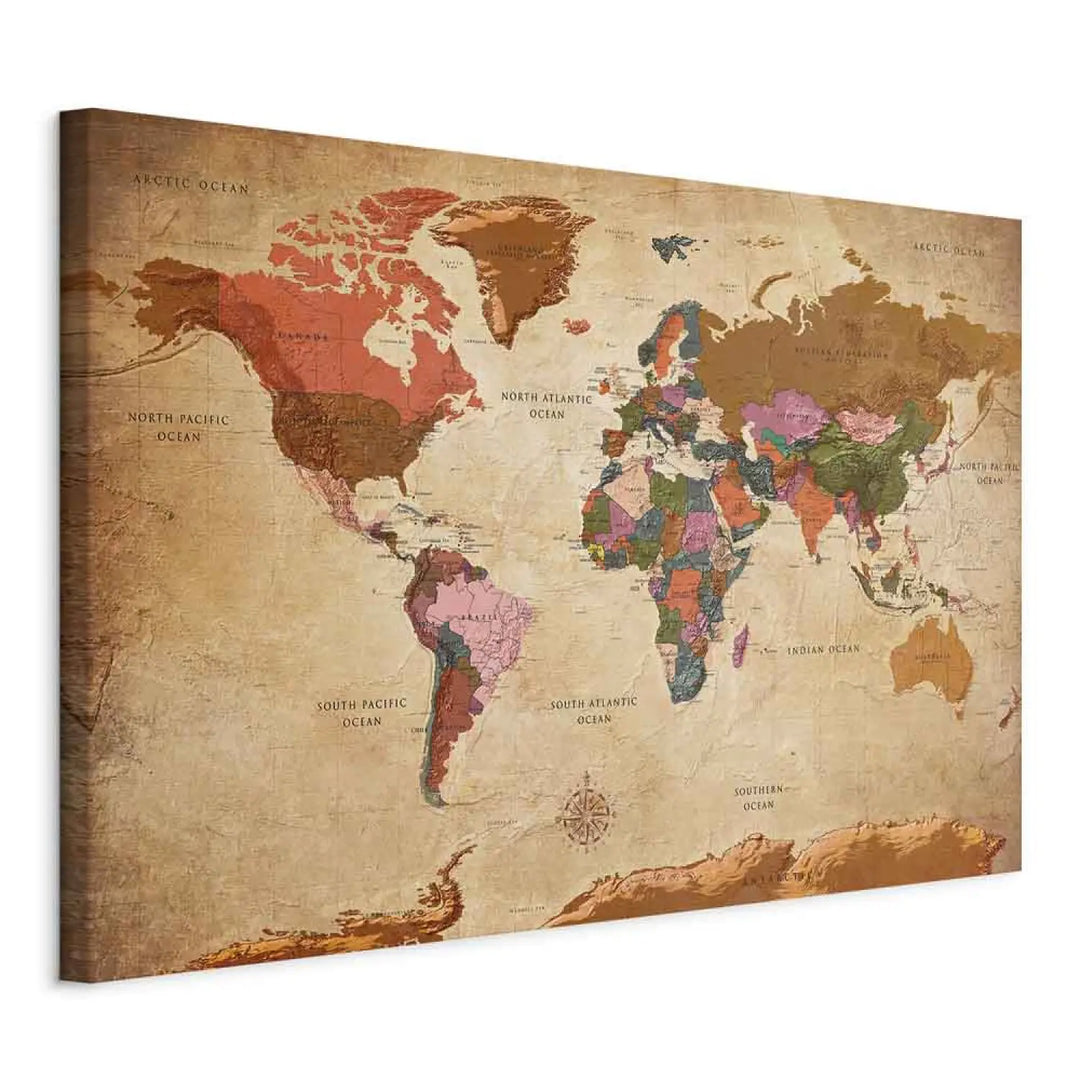 Canvas-taulut Maailmankartta: ruskea eleganssi