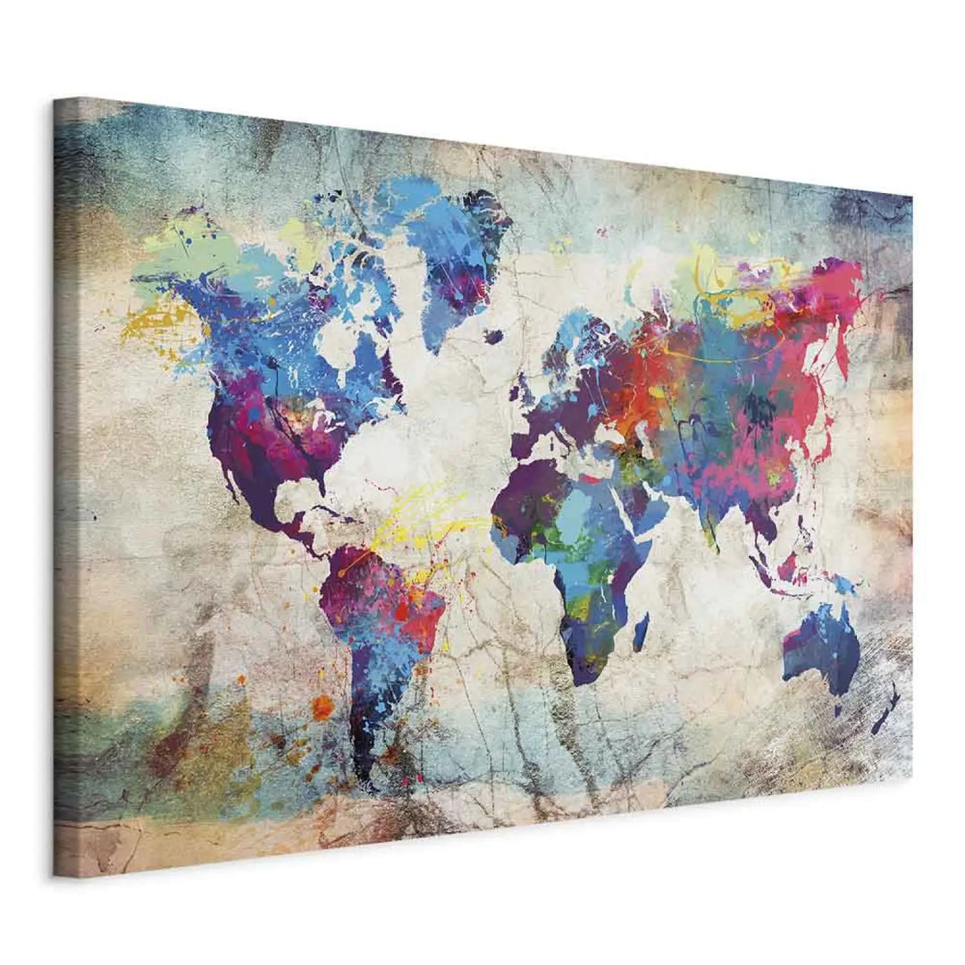 Канва Карта мира: разноцветное безумие