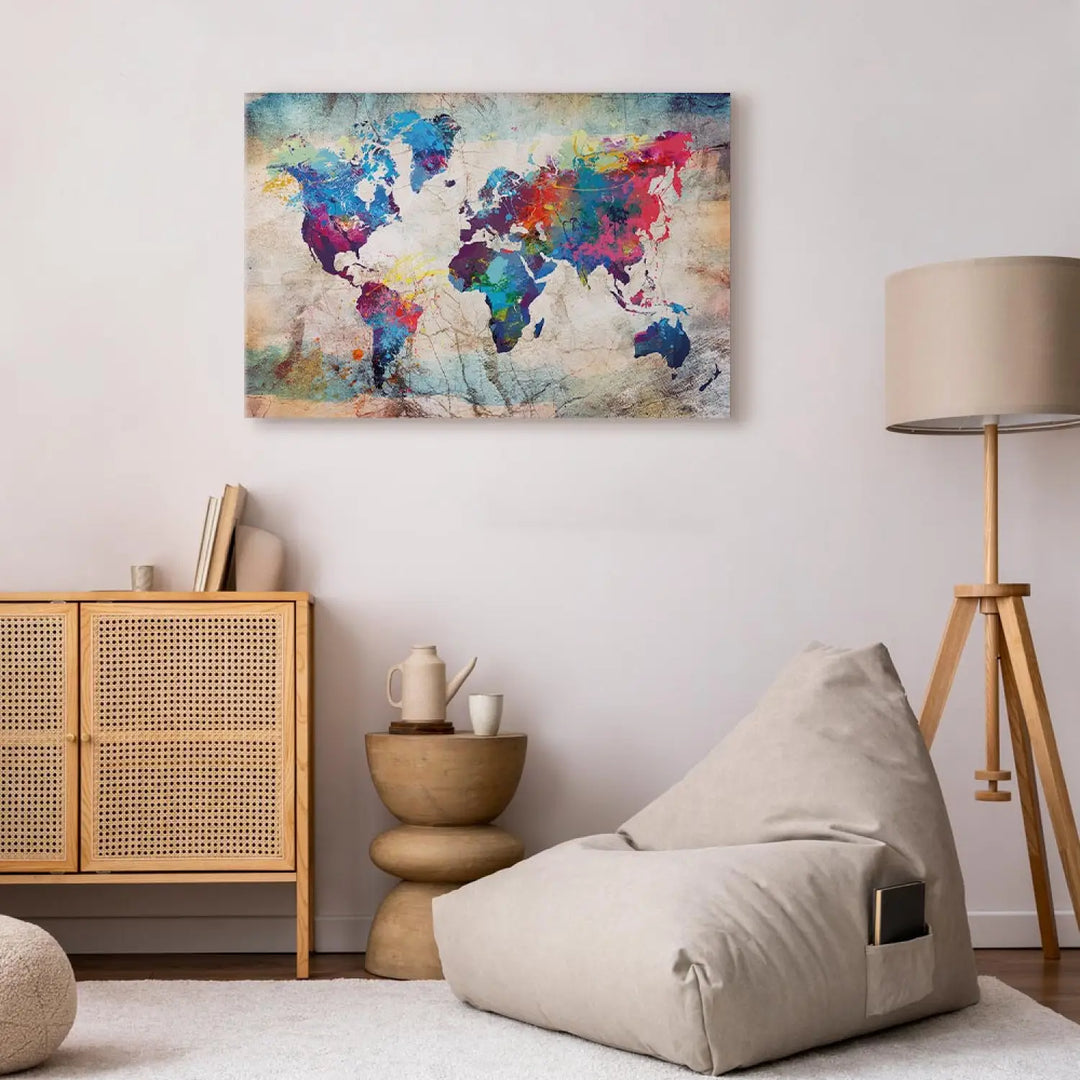 Канва Карта мира: разноцветное безумие