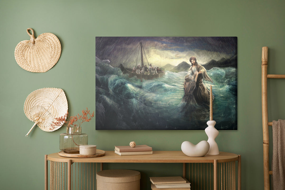 Canva - Jesus walking on water, N-2537