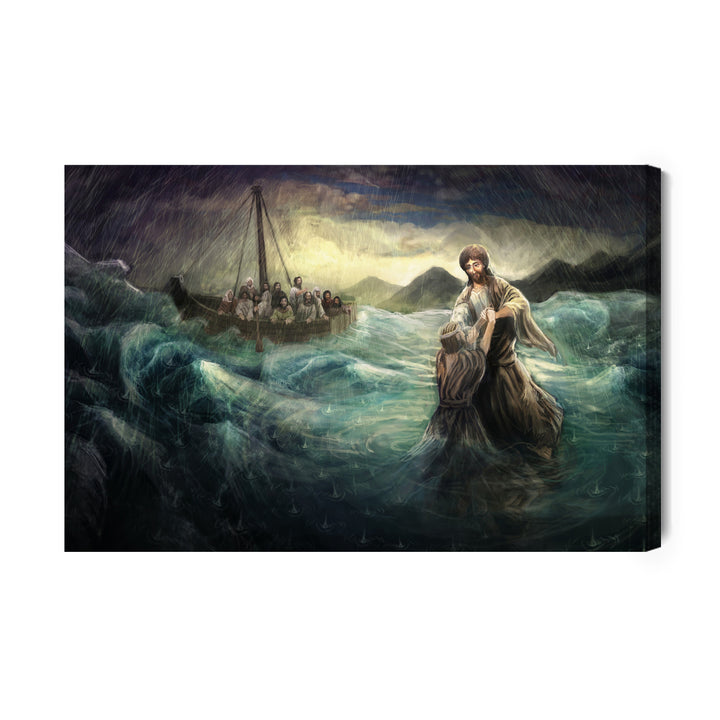 Canva - Jesus walking on water, N-2537