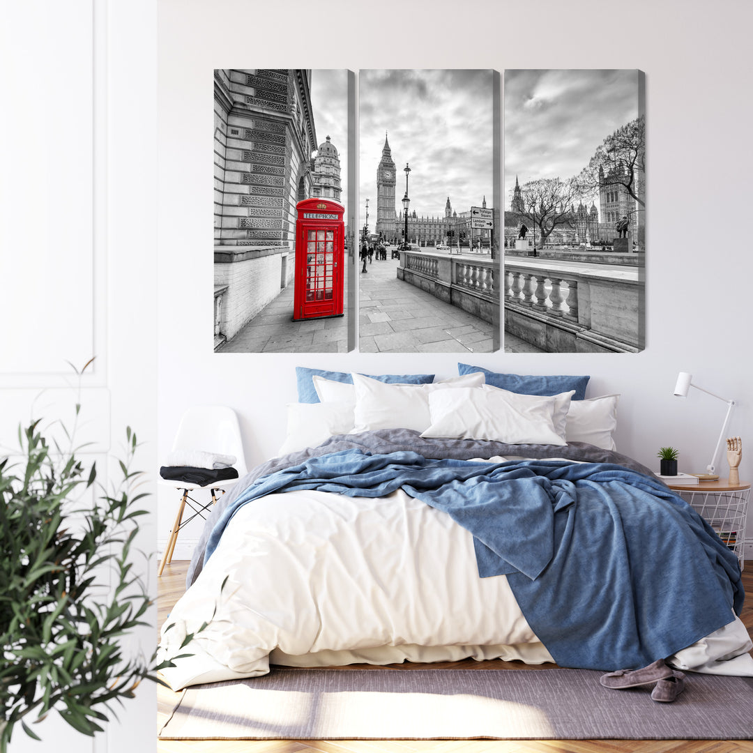 Paveikslai ant drobės - Raudonoji Londono telefono būdelė 3D, N-2174