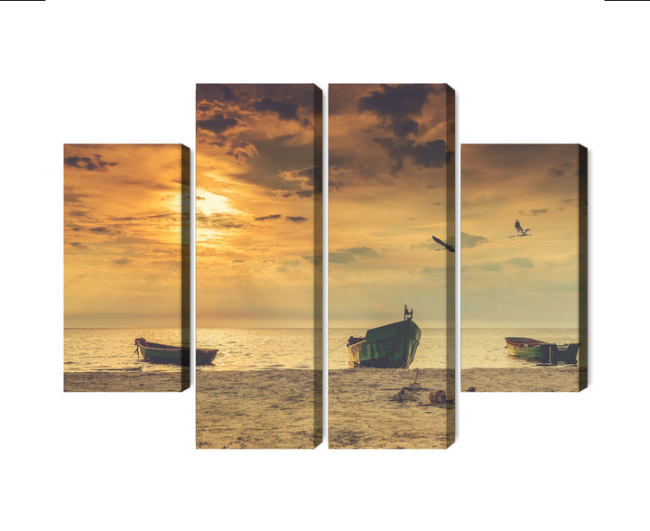 Kanva - Laivas pludmalē saulrietā, N-2246