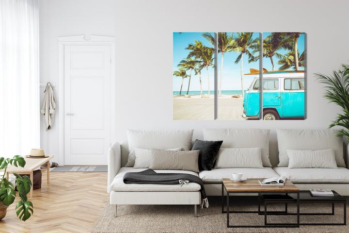 Canvas-taulut - Retro auto rannalla 3D, N-2500