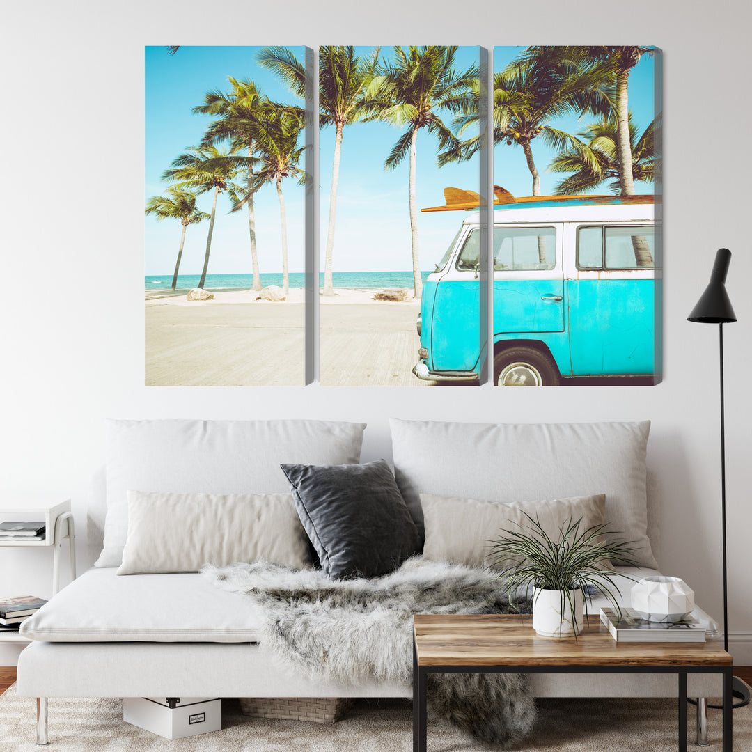 Canvas-taulut - Retro auto rannalla 3D, N-2500