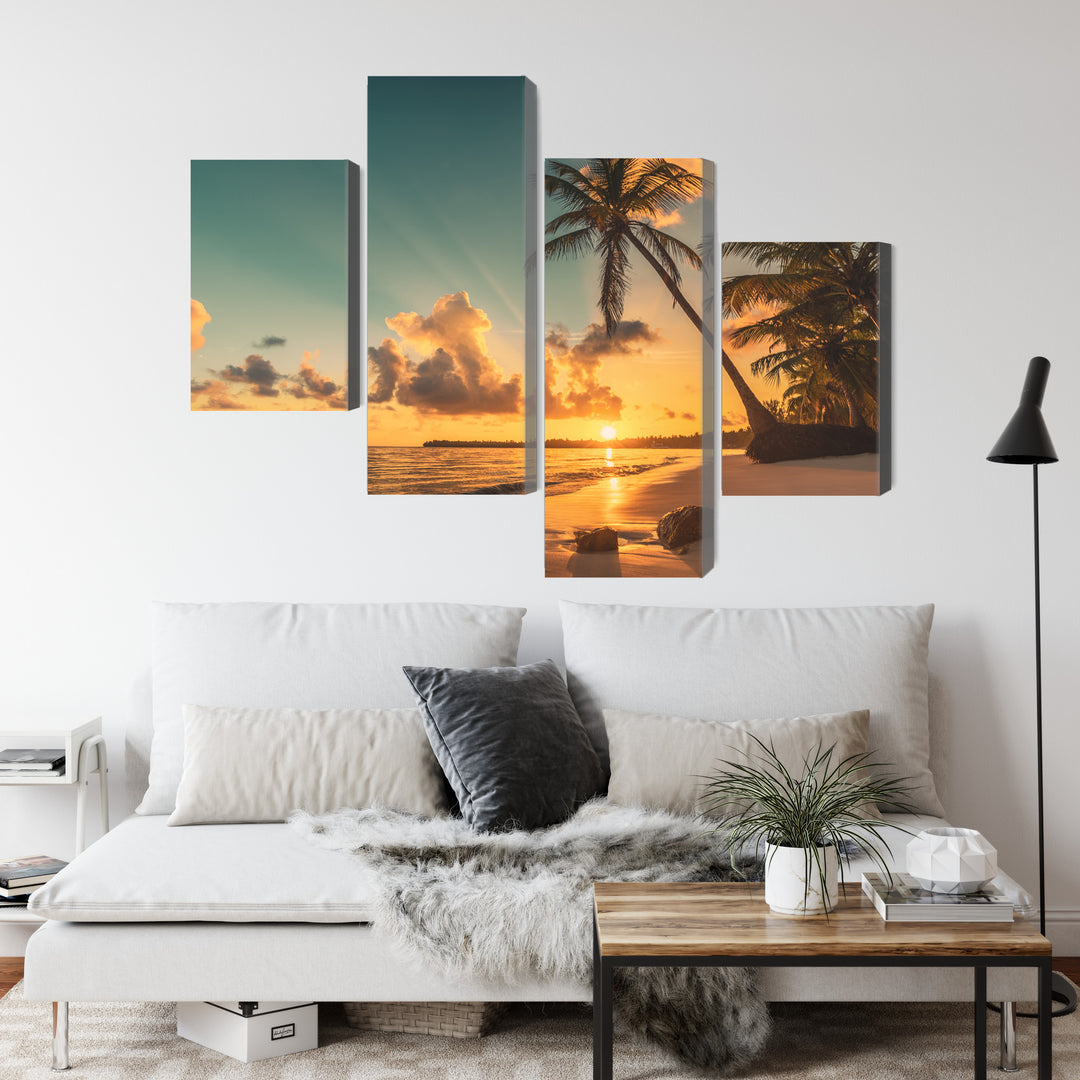 Paveikslai ant drobės - Saulėlydis Dominikos paplūdimyje, N-2513