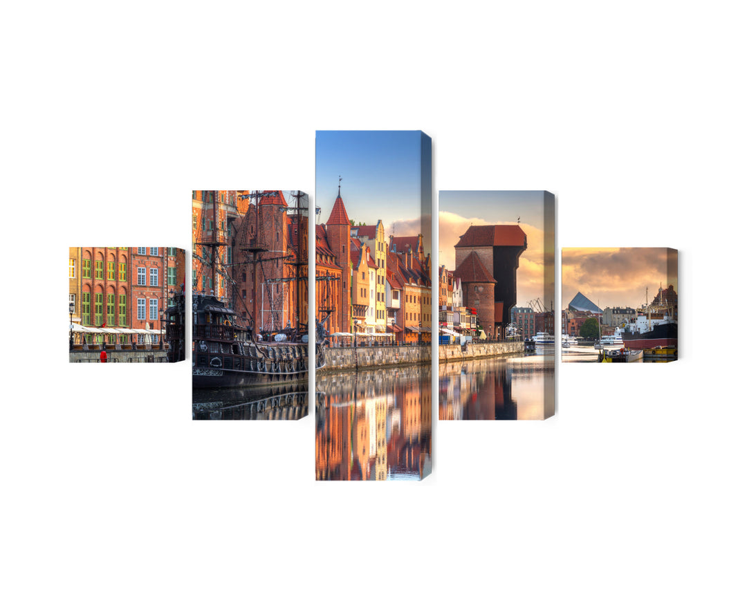Canvas-taulut - Motława Gdanskissa auringonnousun aikaan, N-2710, -