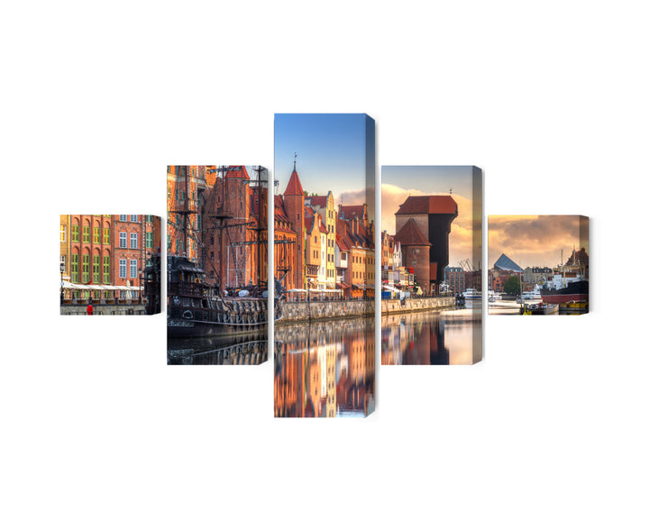 Canvas-taulut - Motława Gdanskissa auringonnousun aikaan, N-2710, -