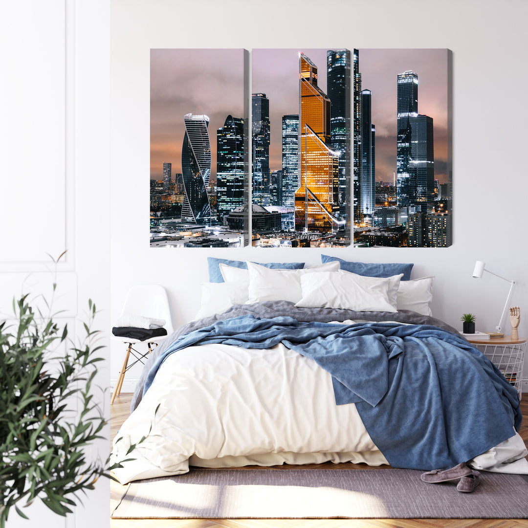 Canvas-taulut - Panoraama Moskovan keskustasta ja pilvenpiirtäjistä, N-2854...