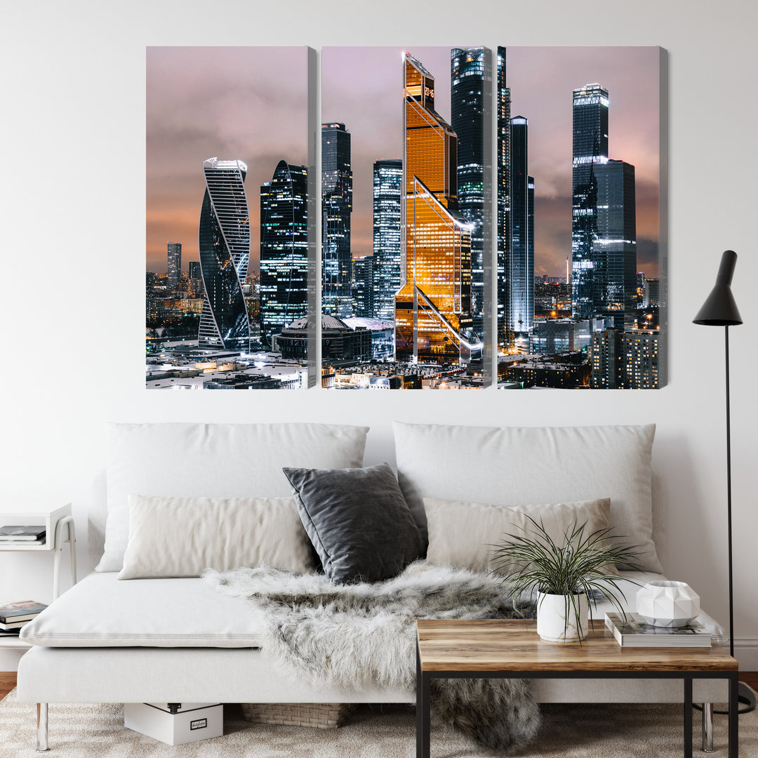 Canvas-taulut - Panoraama Moskovan keskustasta ja pilvenpiirtäjistä, N-2854...