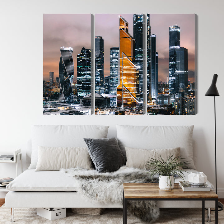 Canvas-taulut - Panoraama Moskovan keskustasta ja pilvenpiirtäjistä, N-2854...