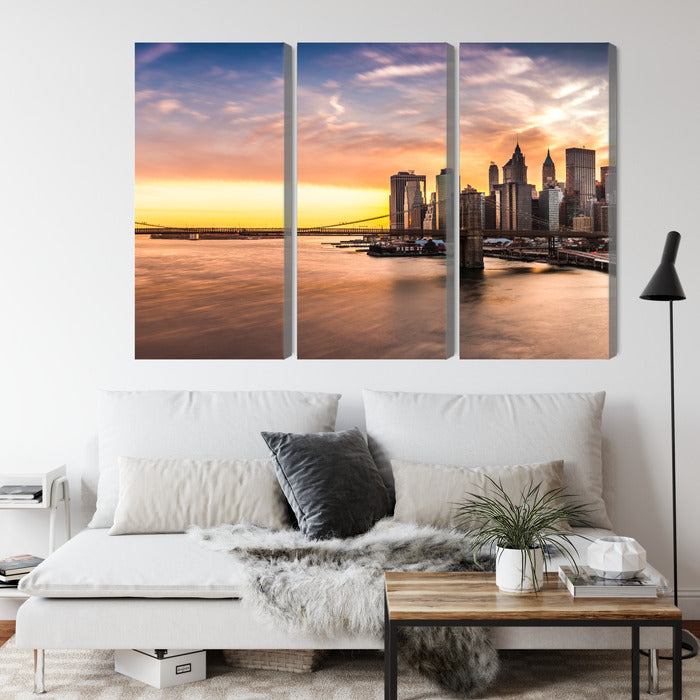 Канва - Панорама Бруклинского моста на закате, N-2891