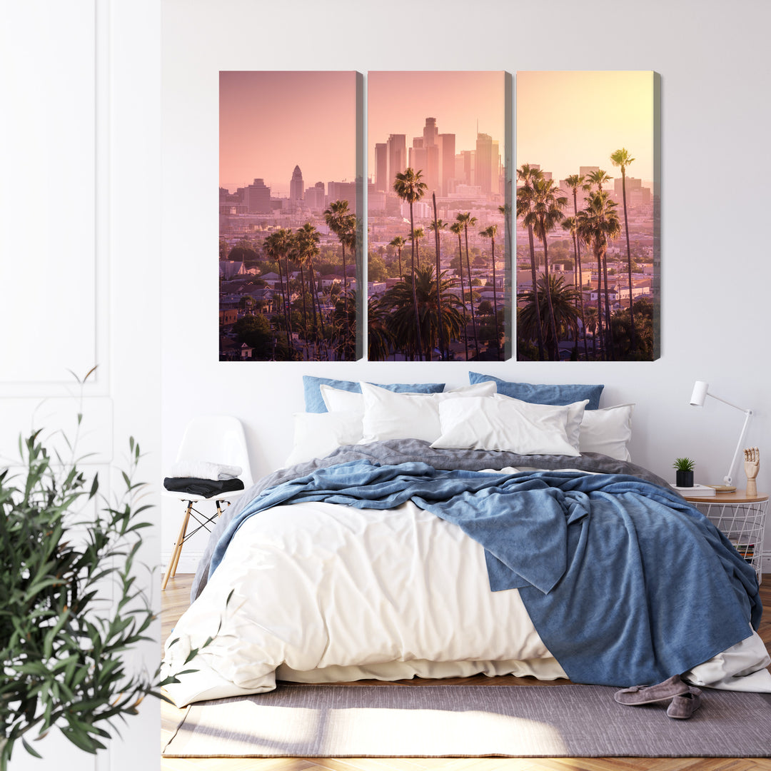 Paveikslai ant drobės - Los Andželo centras saulėlydžio metu, N-2899