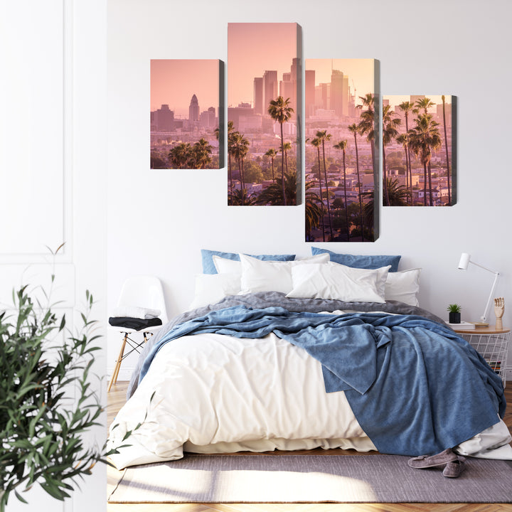 Canvas-taulut - Los Angelesin keskusta auringonlaskun aikaan, N-2902, -