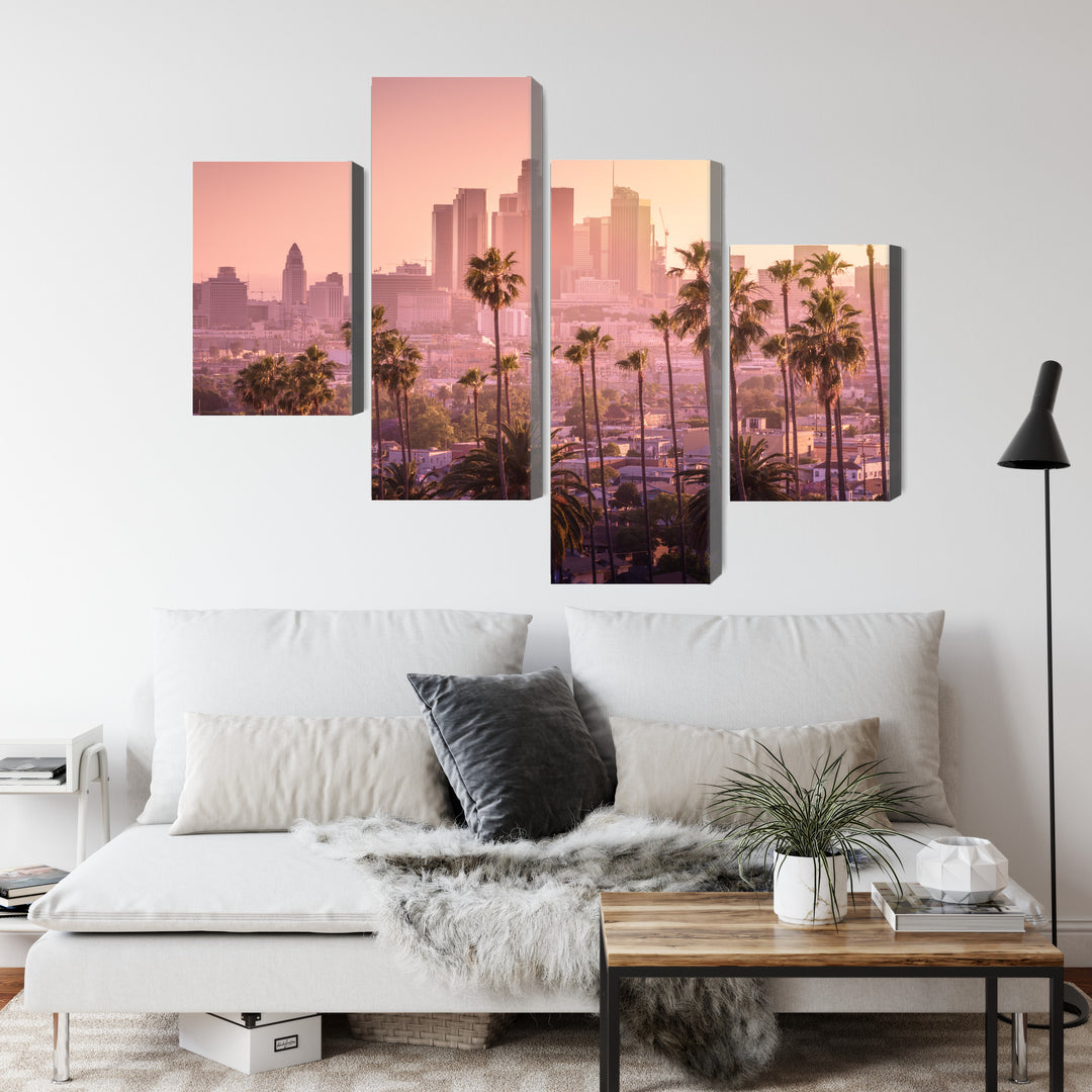Canvas-taulut - Los Angelesin keskusta auringonlaskun aikaan, N-2902, -