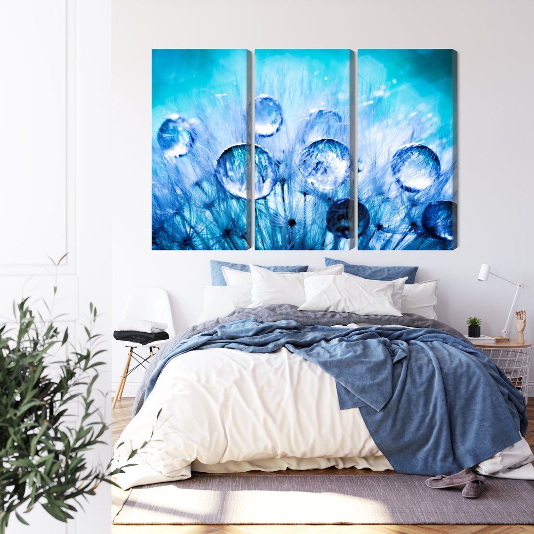 Канва - Капли росы на семенах одуванчика, макросъемка, N-3703