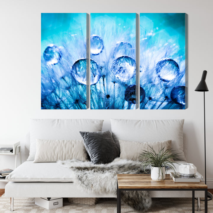 Канва - Капли росы на семенах одуванчика, макросъемка, N-3703