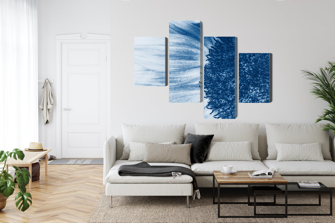 Канва - Синий подсолнух в макромасштабе, N-3911