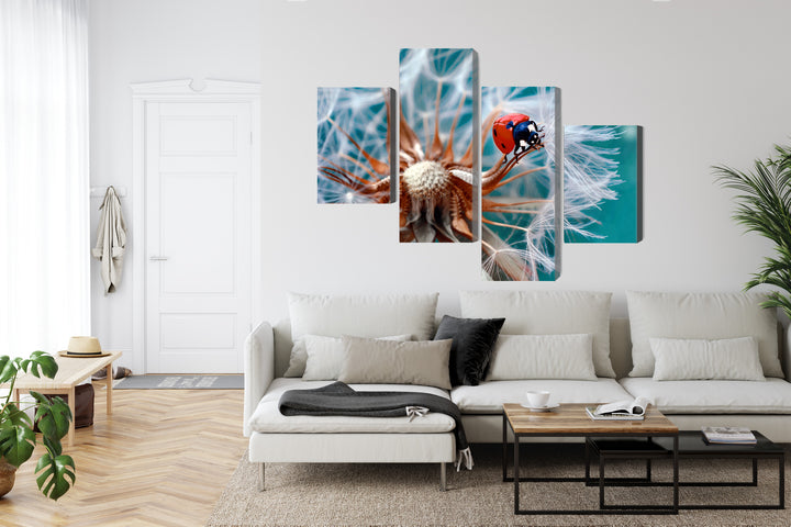 Canvas-taulut - Leppäkerttu voikukan päällä makromittakaavassa, N-3956