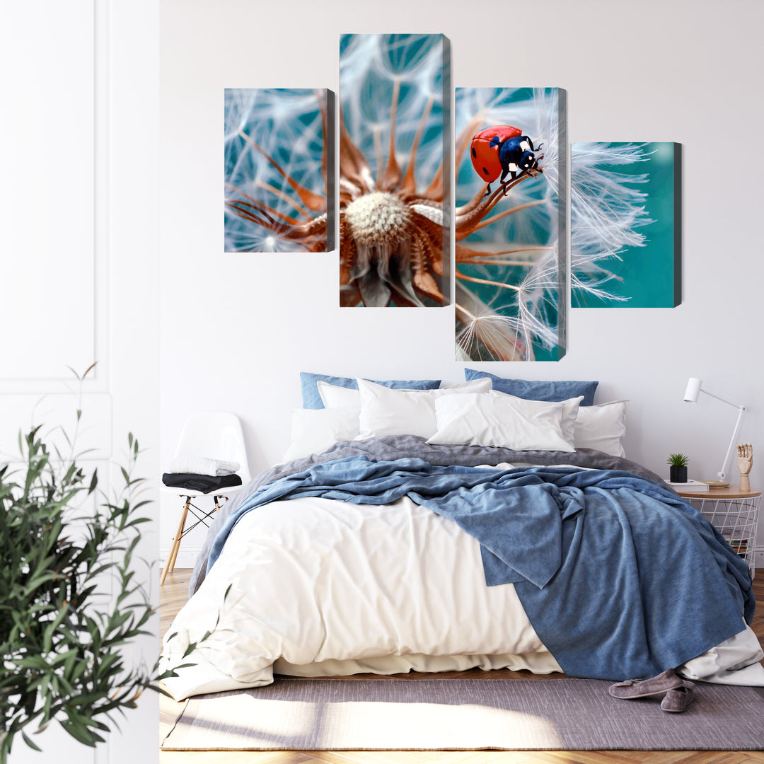 Canvas-taulut - Leppäkerttu voikukan päällä makromittakaavassa, N-3956