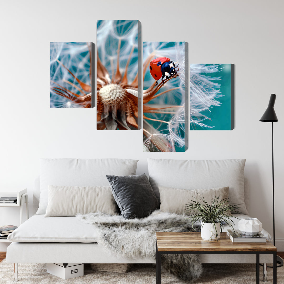 Canvas-taulut - Leppäkerttu voikukan päällä makromittakaavassa, N-3956