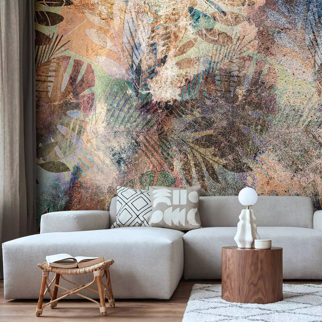 Fototapeet troopiliste lehtedega vintage stiilis, 142689